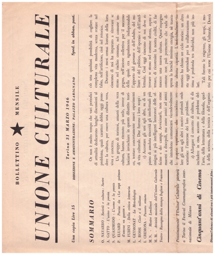 1946 Bollettino UC Archivio Storico Unione culturale