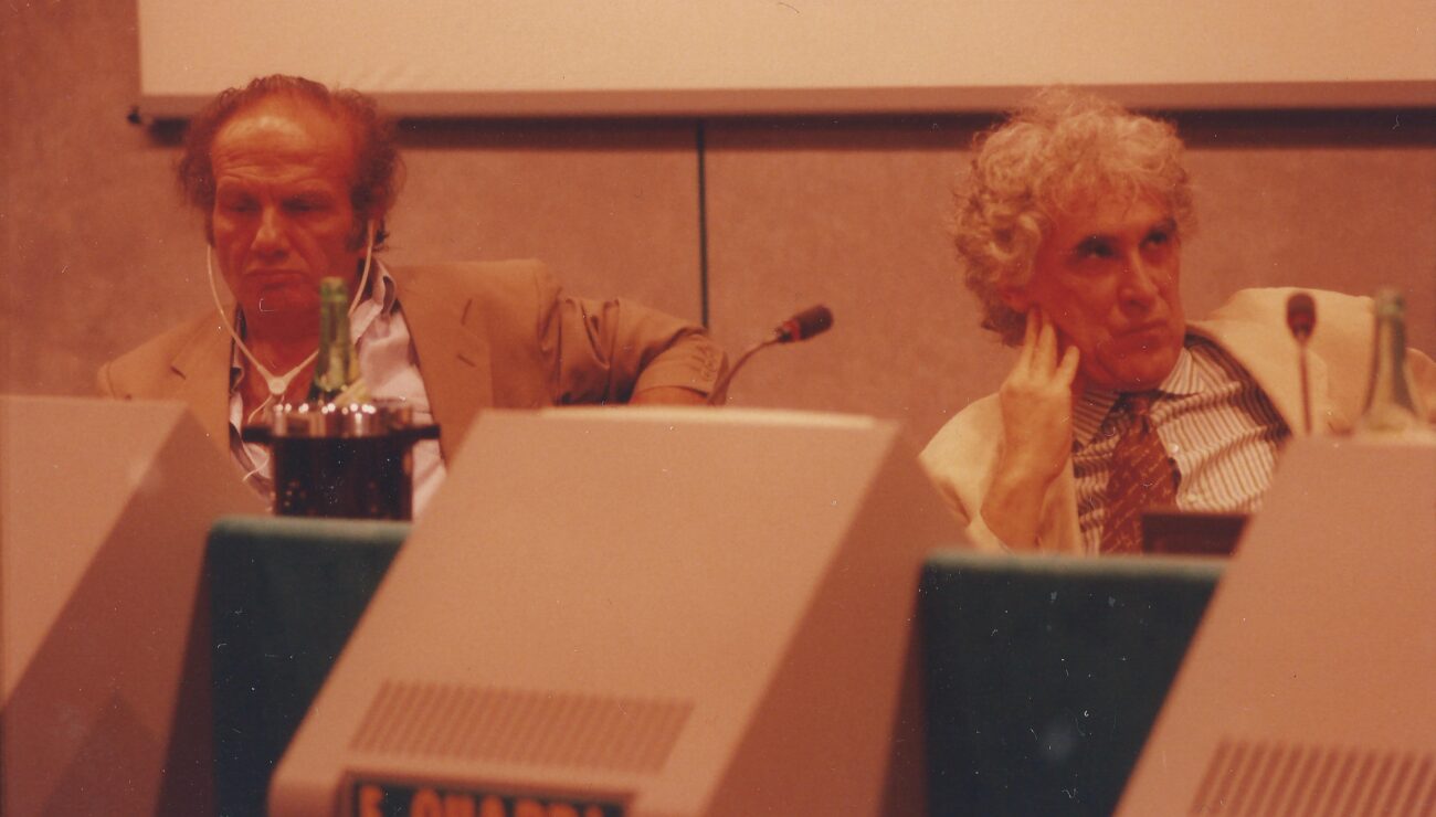 Edoardo Fadini con Franco Quadri. Archivi Fadini.